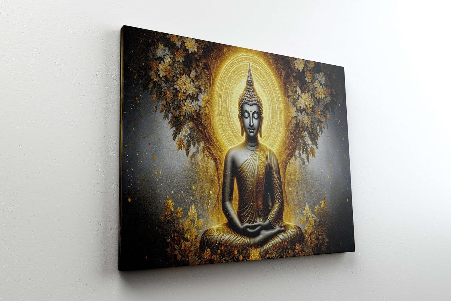 Buddha Painting with Frame Canvas Wall Art for Living Room Decor