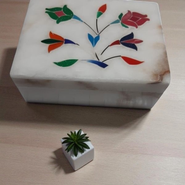 Floral Marble Box 3 Decorative Storage for Home