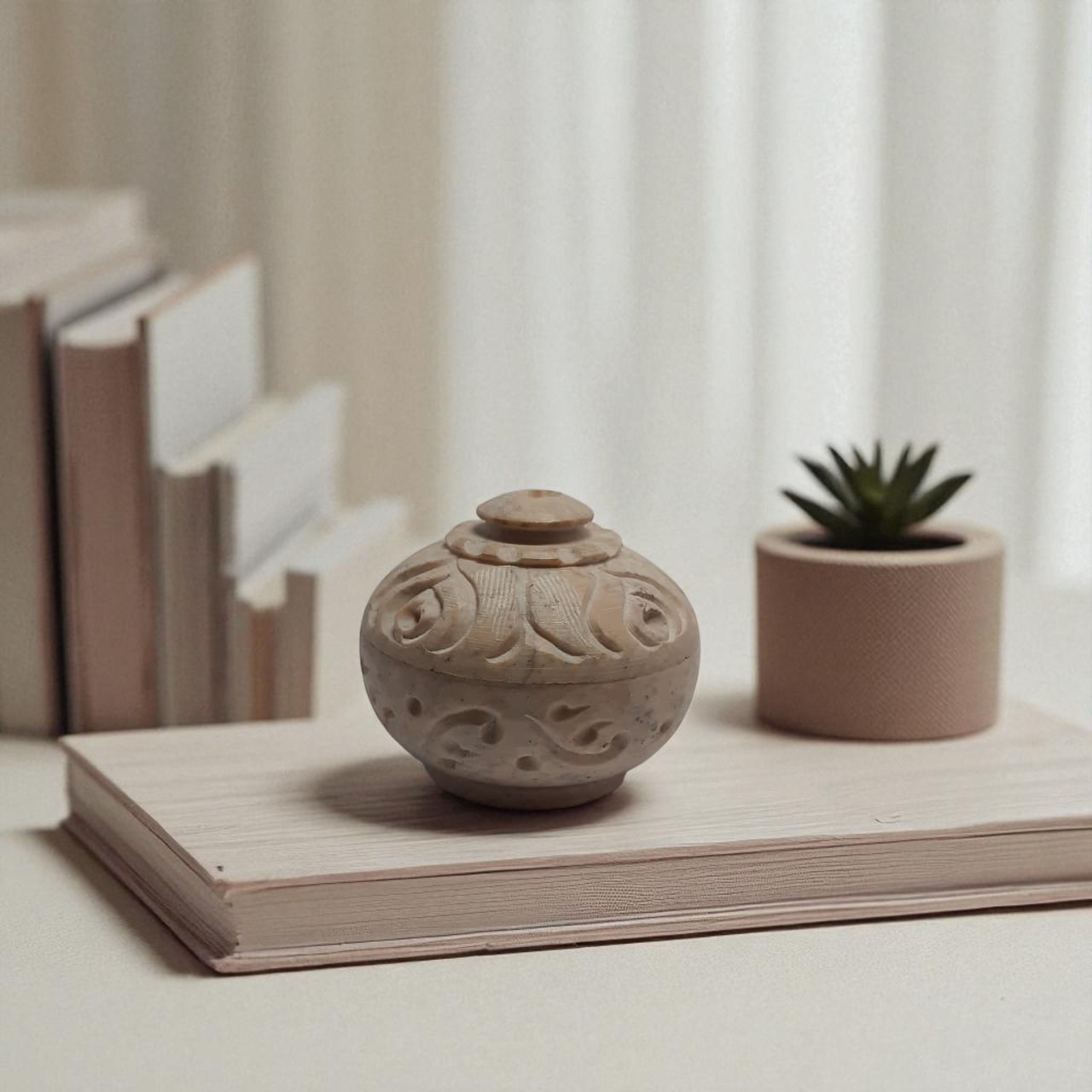 Jaali Marble Round Box 2 Decorative Storage for Home