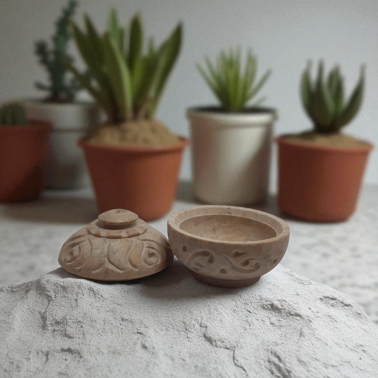 Jaali Marble Round Box 2 Decorative Storage for Home