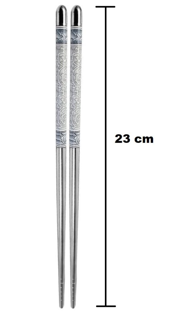 Reusable Stainless Steel Chopsticks With Non Slip Grip Grey White Finish