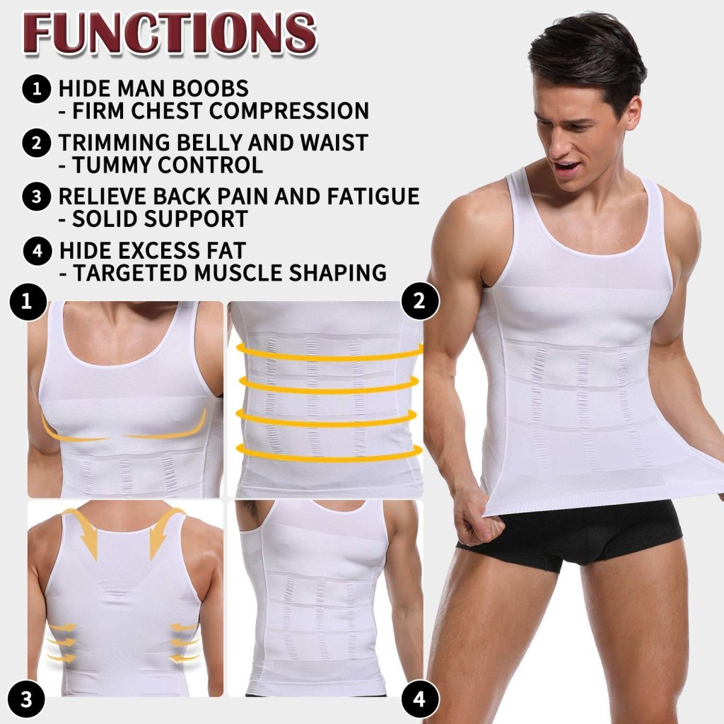 Premium Men’s Slimming Body Shaper Vest | Abs & Abdomen Compression Tummy Tucker | Stretchable Slim Fit Vest