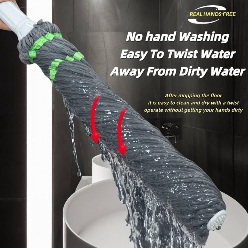 Twist Mop – Microfiber Self-Twisting & Self-Cleaning Mop | Twist & Squeeze Mop for Wet & Dry Cleaning