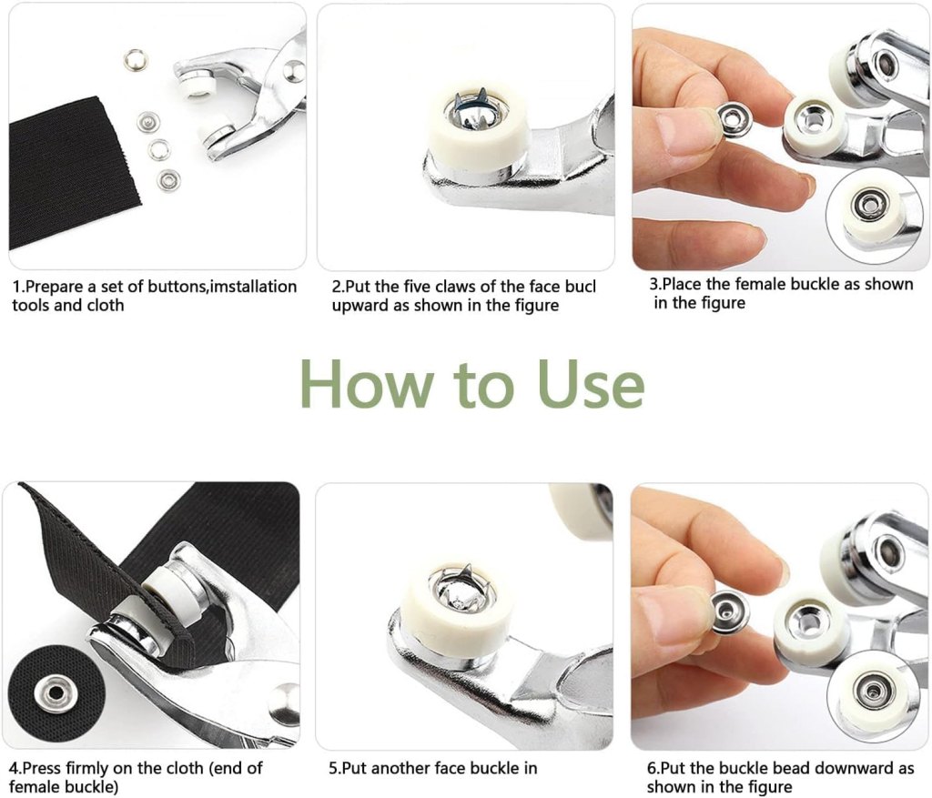 Snap Button Fastener Kit with Pliers