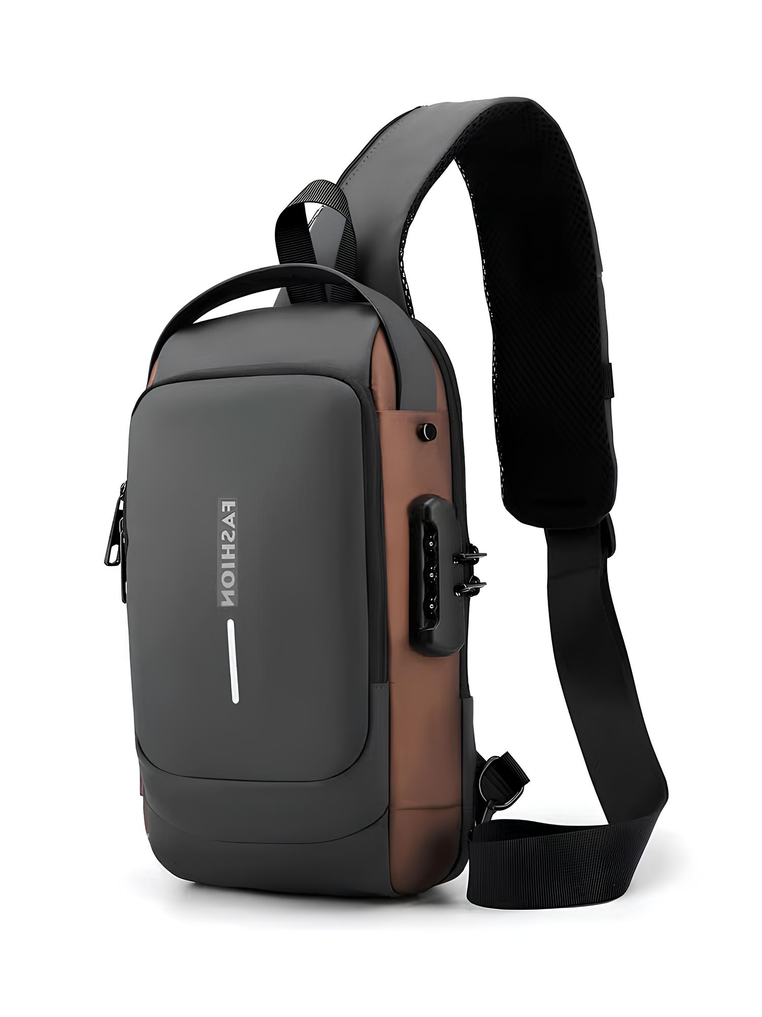 Waterproof Polyester Slim Unisex Crossbody Sling Bag Chest Anti-Theft Backpack for Men & Women | Shoulder Bag | Travel Handbag with Hard Shell Password Lock | Crossbody Backpack for Hiking, Cycling, Travel