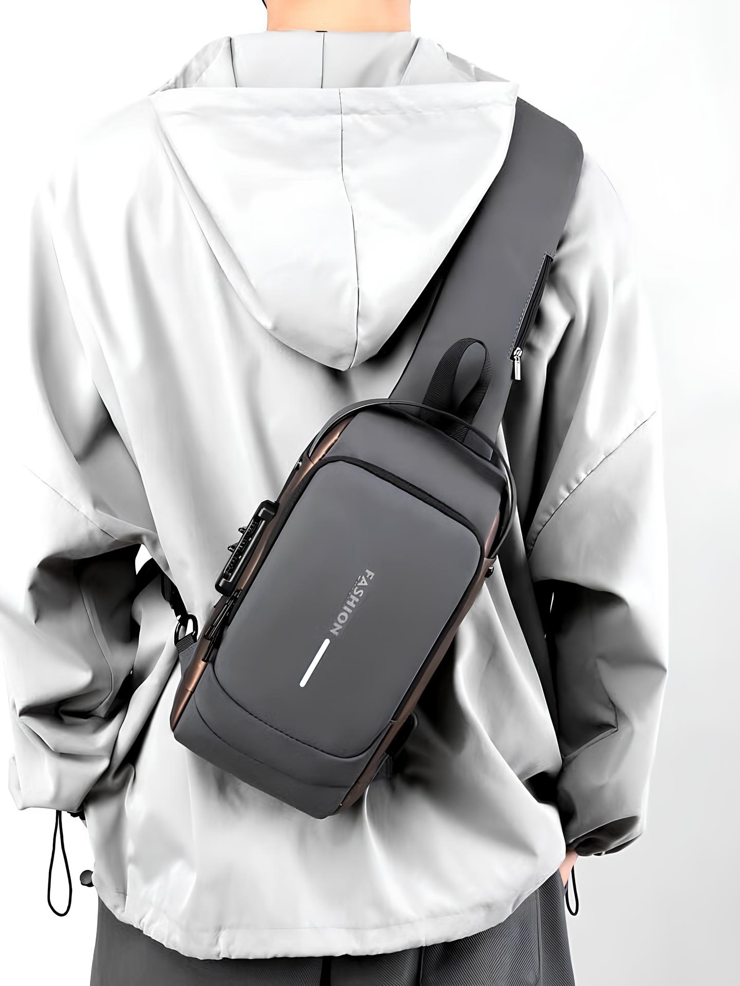 Waterproof Polyester Slim Unisex Crossbody Sling Bag Chest Anti-Theft Backpack for Men & Women | Shoulder Bag | Travel Handbag with Hard Shell Password Lock | Crossbody Backpack for Hiking, Cycling, Travel