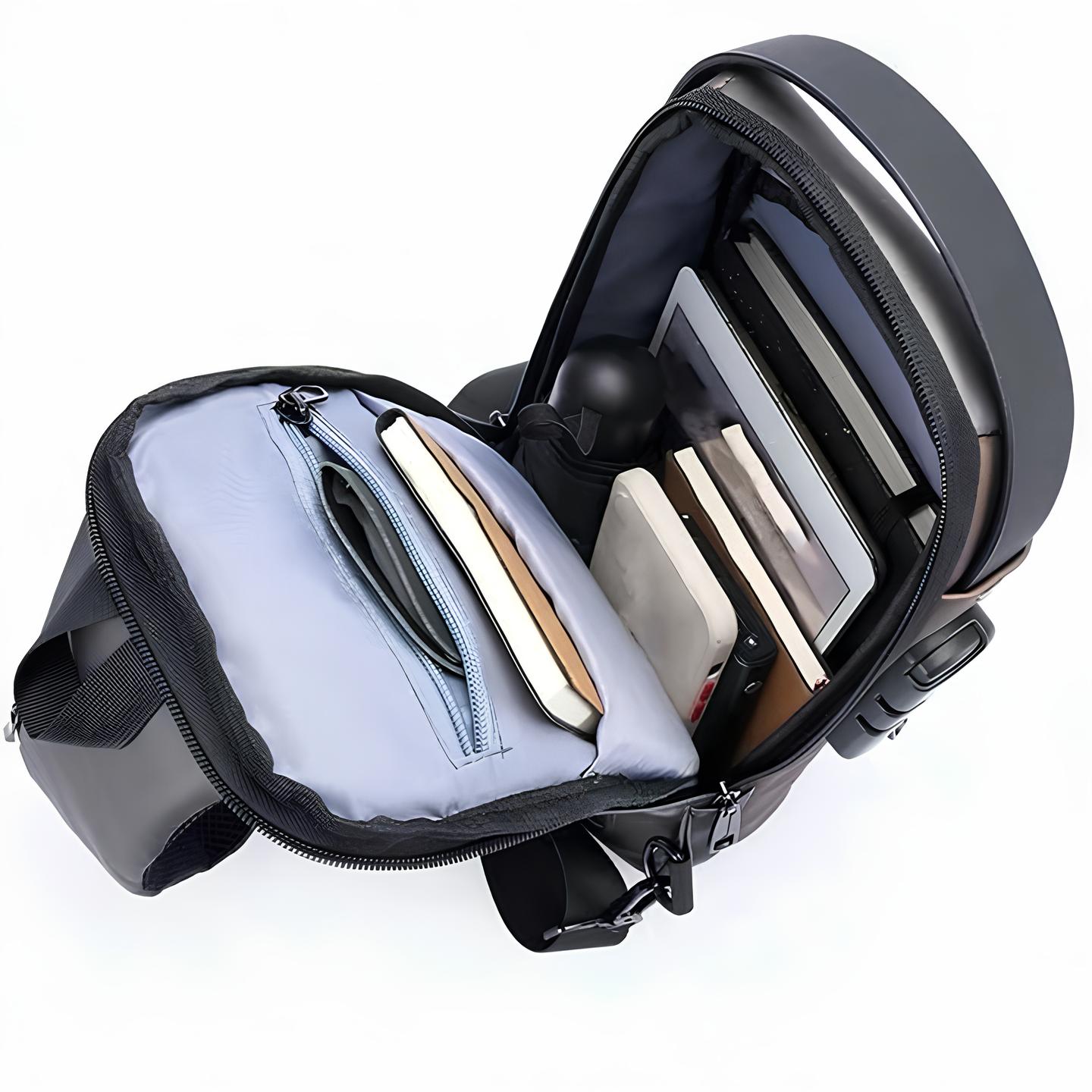 Waterproof Polyester Slim Unisex Crossbody Sling Bag Chest Anti-Theft Backpack for Men & Women | Shoulder Bag | Travel Handbag with Hard Shell Password Lock | Crossbody Backpack for Hiking, Cycling, Travel