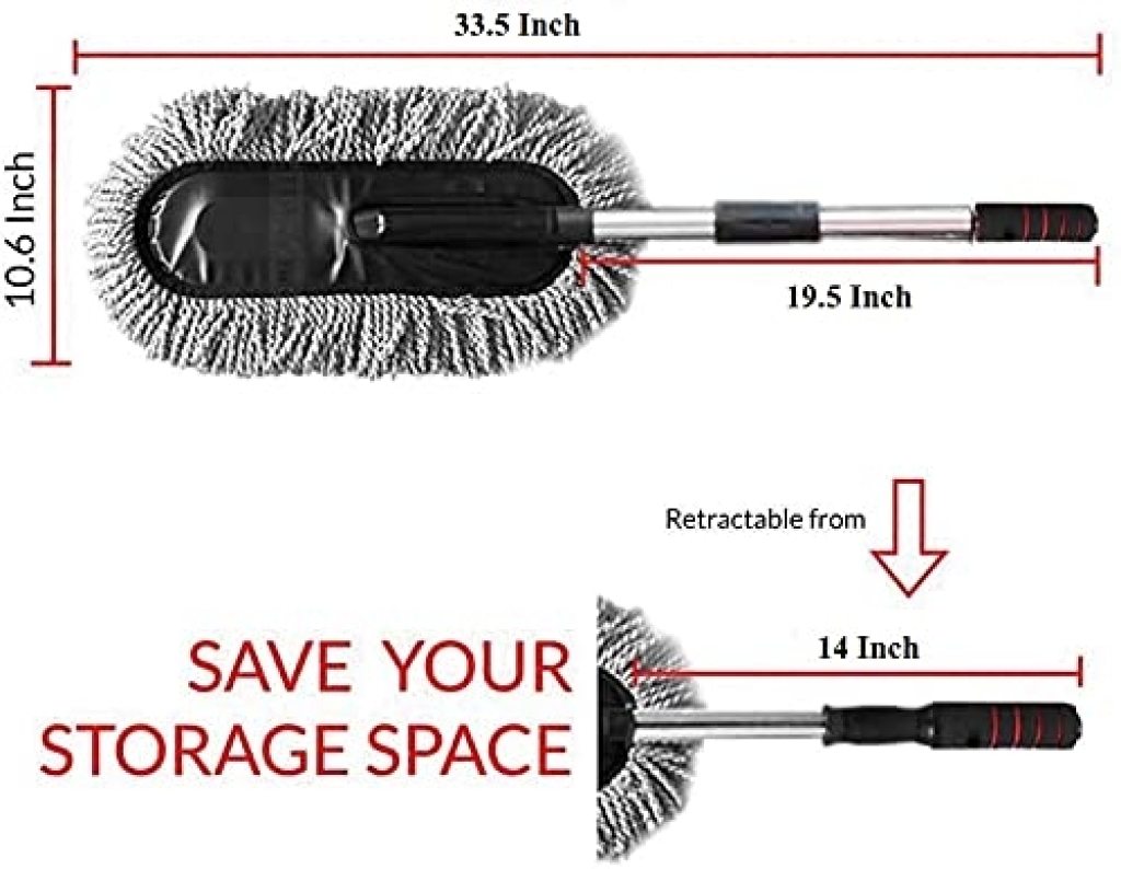 Microfiber Car Cleaning Brush – Multipurpose Mop Duster with Expandable Handle, Long-Handled Car Wash Brush for Home, Kitchen, Office