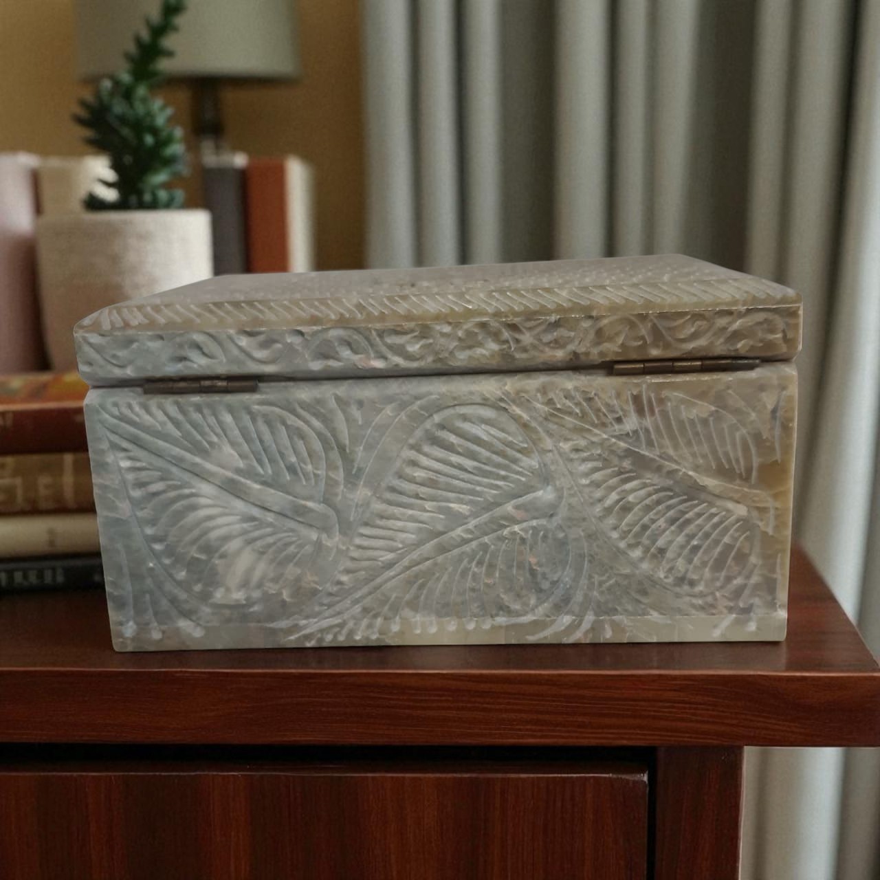 Floral Marble Jewellery Box Decorative Storage for Home