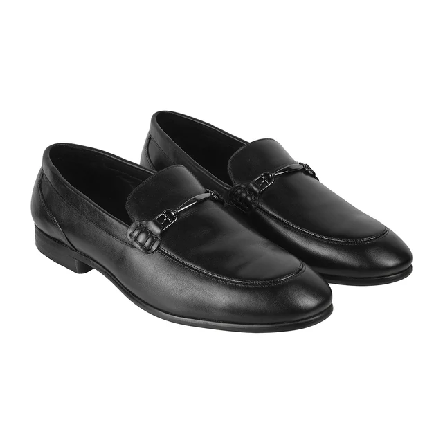 Mens Regalé Black Leather Loafers
