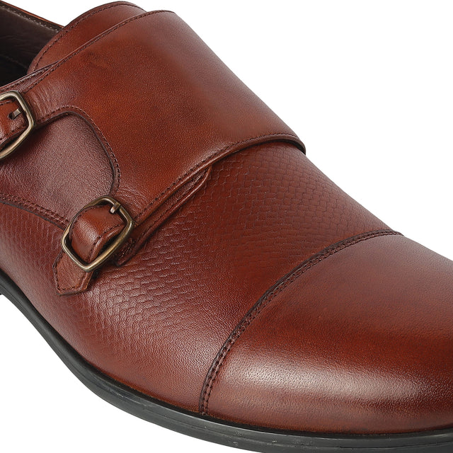 Mens Dominio Double Monk Strap Shoes Tan