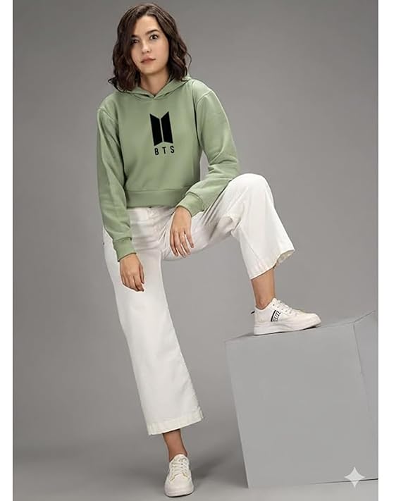 Women's Crop Hoodie Long Sleeve Drawstri...