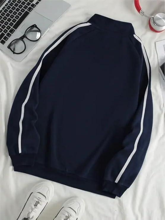 Men’s Collar Chain Cotton Fleece Sweatshirt | Warm Hoodie for Gym, Travel & Casual Winter Wear