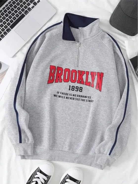 Men’s Collar Chain Cotton Fleece Sweatshirt | Warm Hoodie for Gym, Travel & Casual Winter Wear