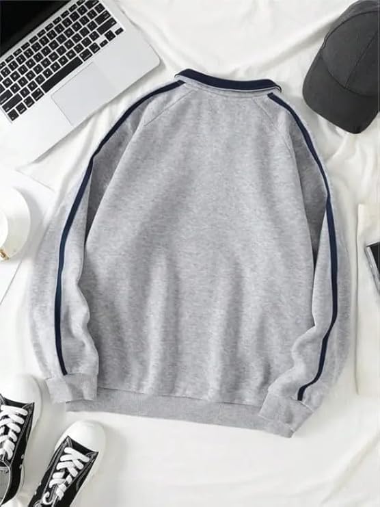 Men’s Collar Chain Cotton Fleece Sweatshirt | Warm Hoodie for Gym, Travel & Casual Winter Wear