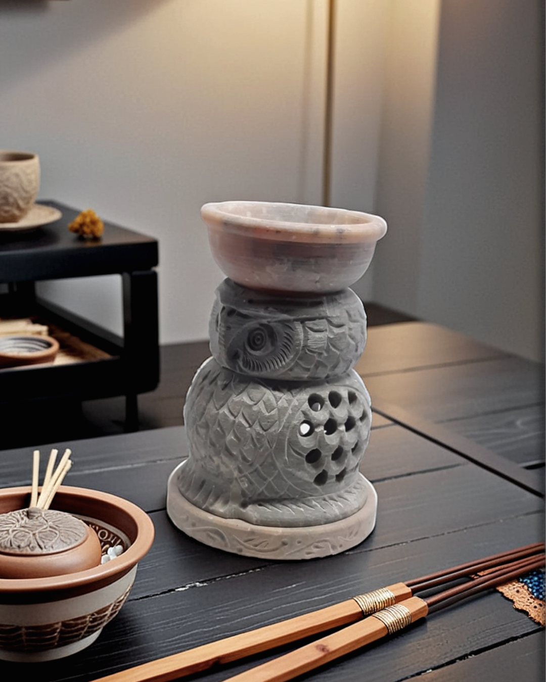Owl Face Marble Tealight Holder and Aroma Diffuser