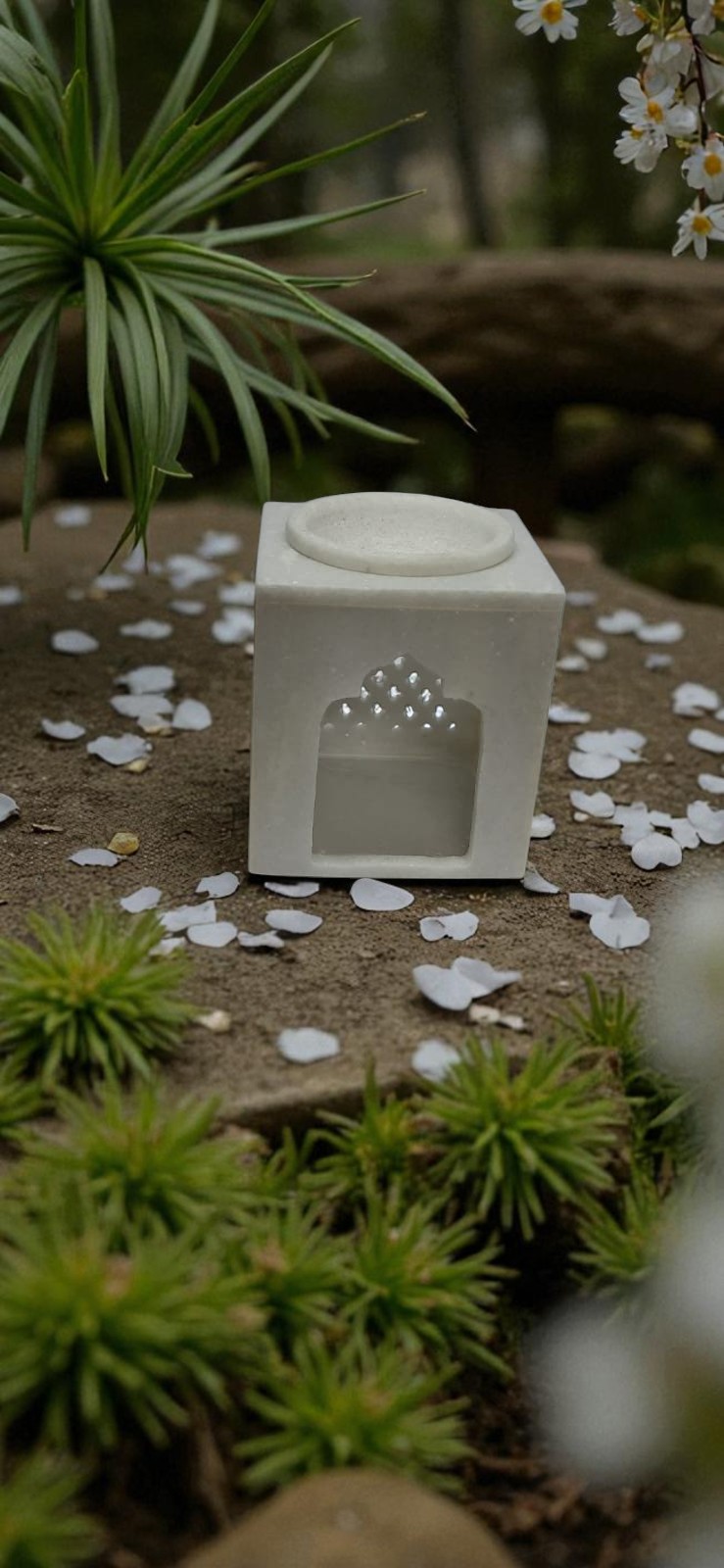 White Marble Tealight Holder And Camphor Diffuser