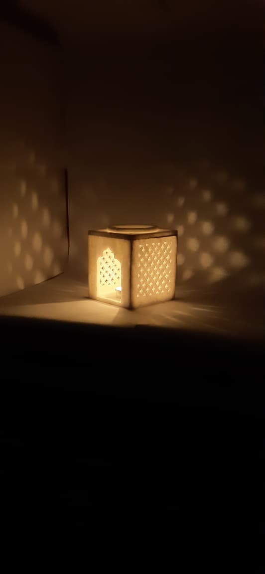White Marble Tealight Holder And Camphor Diffuser