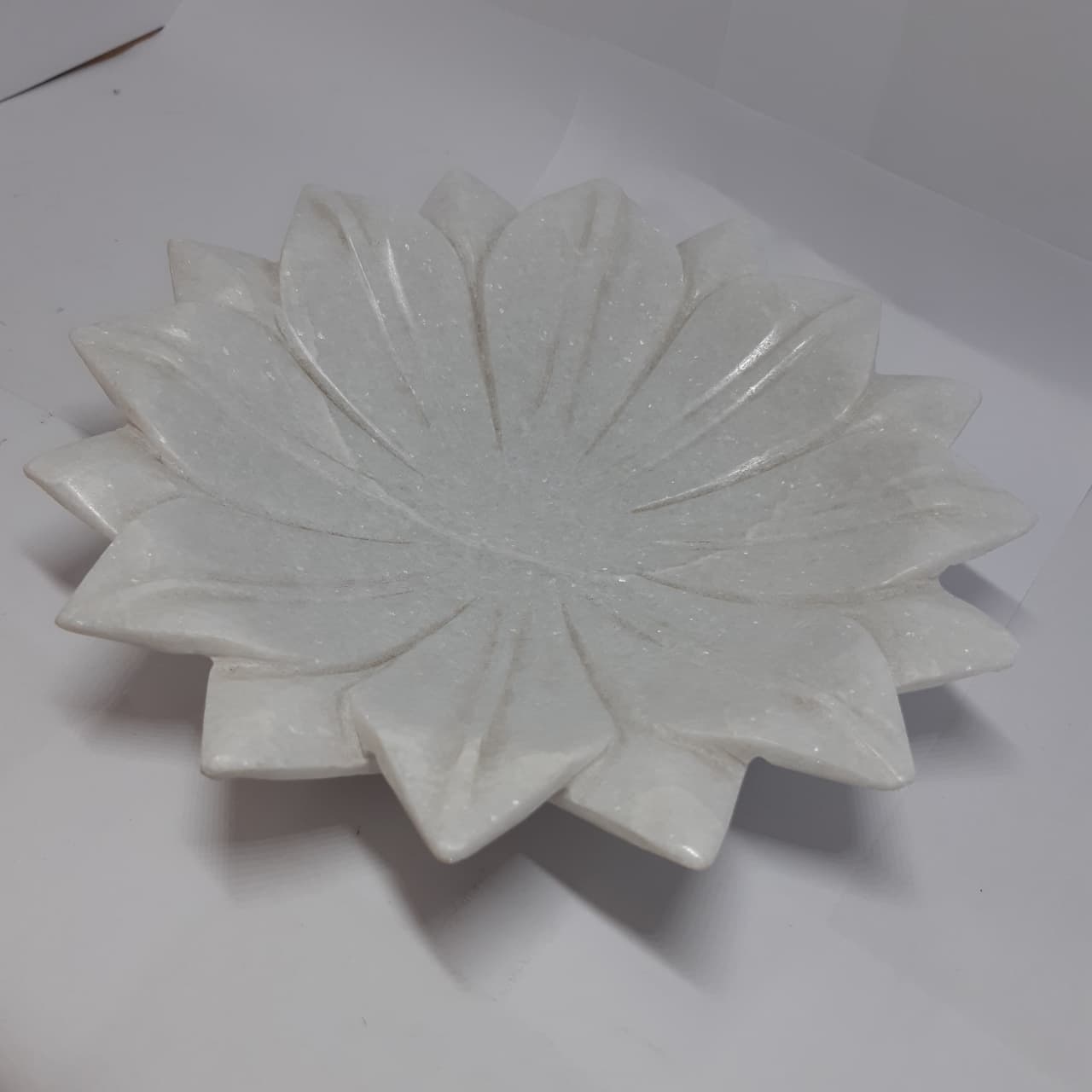 Large Marble Urli Bowl with Lotus Plate Decor Combo Set