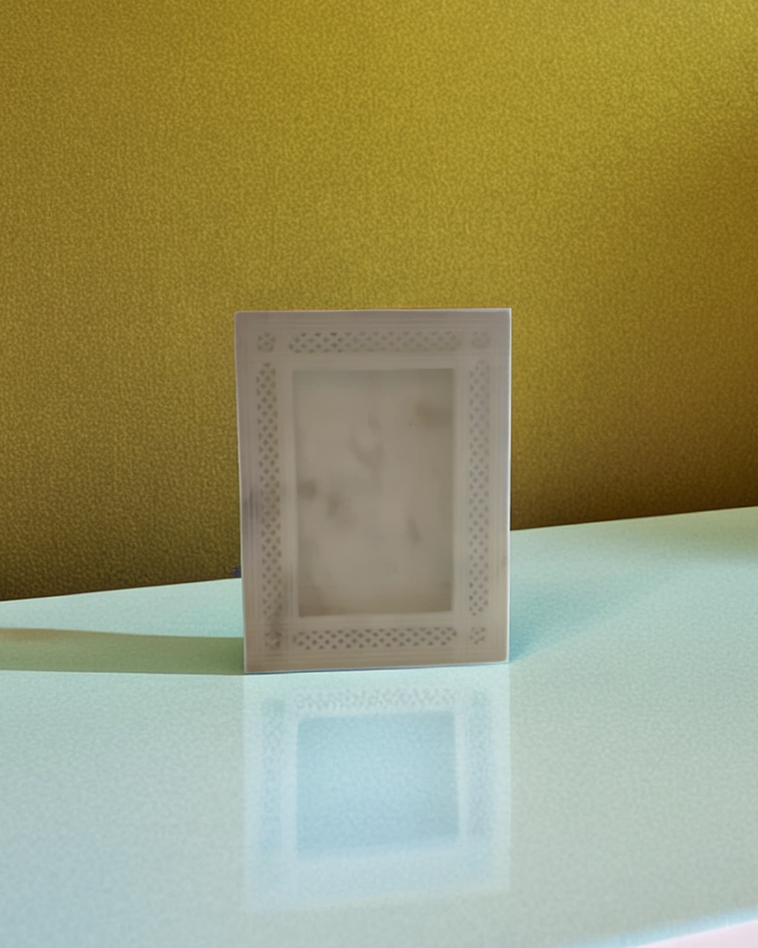 White Marble Photo Frame Elegant Handcrafted Home Decor