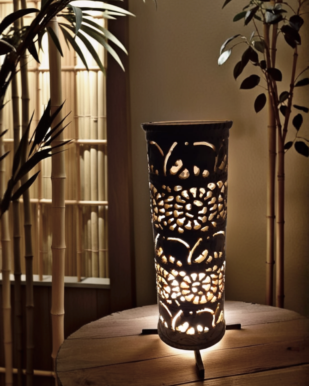 Soapstone Marble LED Decor Piece with Elephant Carving