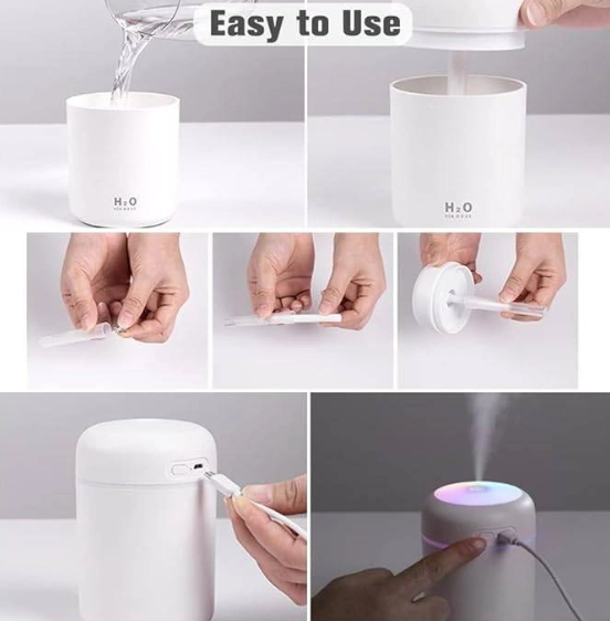Colorful Cool Mini Humidifier, Essential Oil Diffuser, Aroma Essential USB Personal Desktop Humidifier for Car, Office Room, Bedroom etc,2 Adjustable Mist Modes