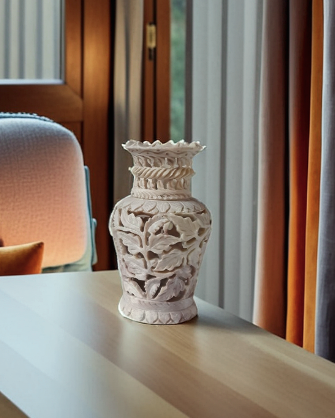 Soapstone Marble Flower Vase with Intric...