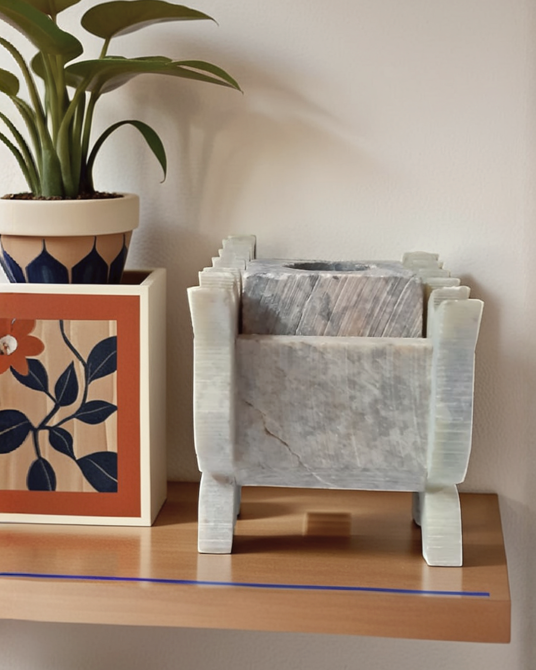 Lotus Design Soapstone Marble Candle Stand Tealight Holder