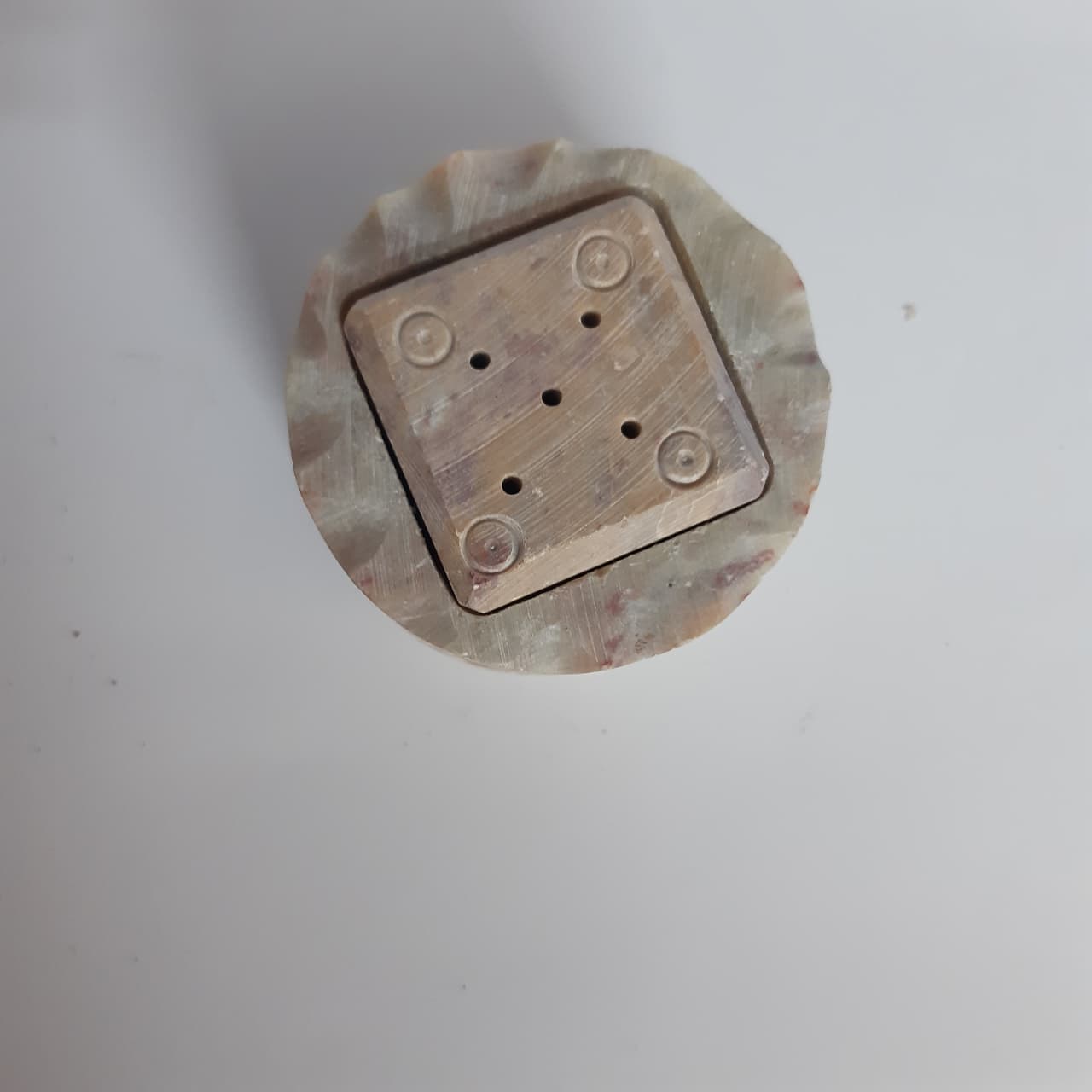 Floral Motif Soapstone Marble Candle Stand Tealight Holder