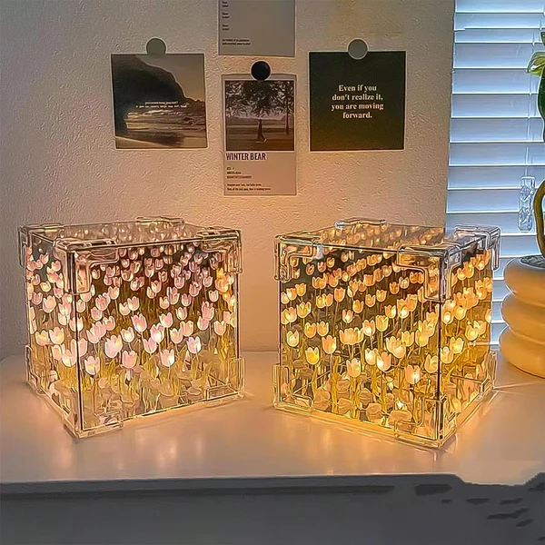 Cube Tulip LED Decorative Night Lamp Multicolor Design Set