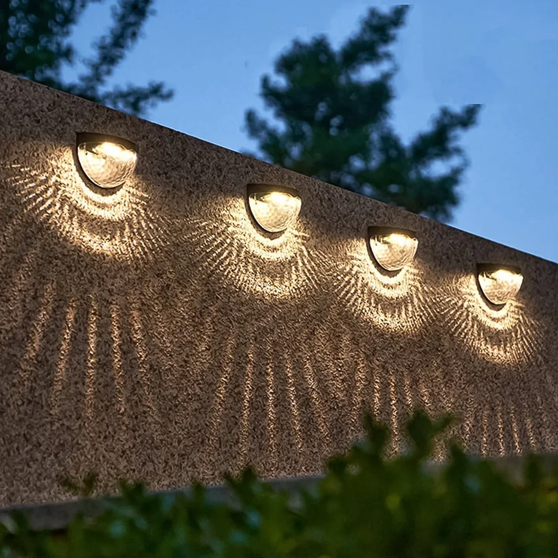 Solar Powered Wall Mount Fence Light Honeycomb Shade Set of 2