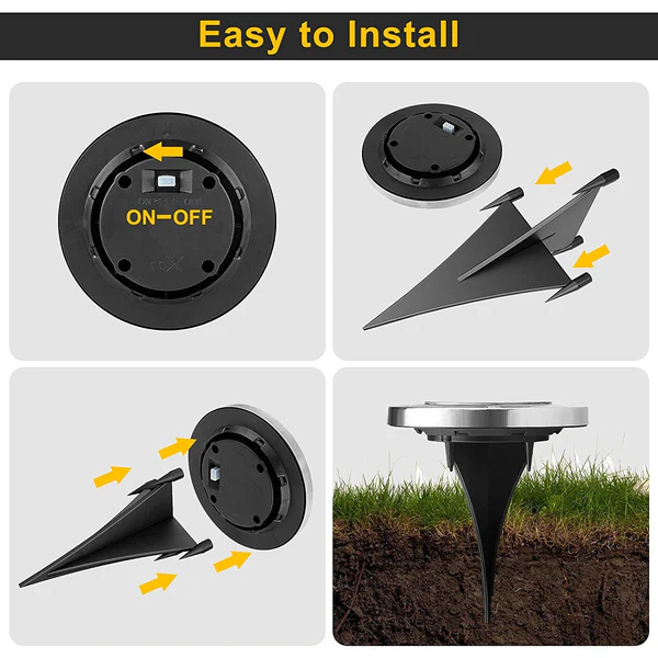 Solar Powered LED Garden Lights Waterproof Set of 4 Pieces