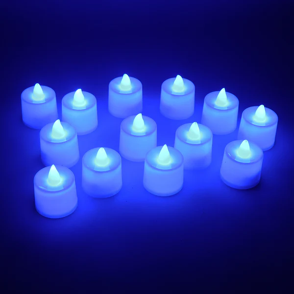 Blue LED Tea Light Candles Decorative Set of 24 Pieces