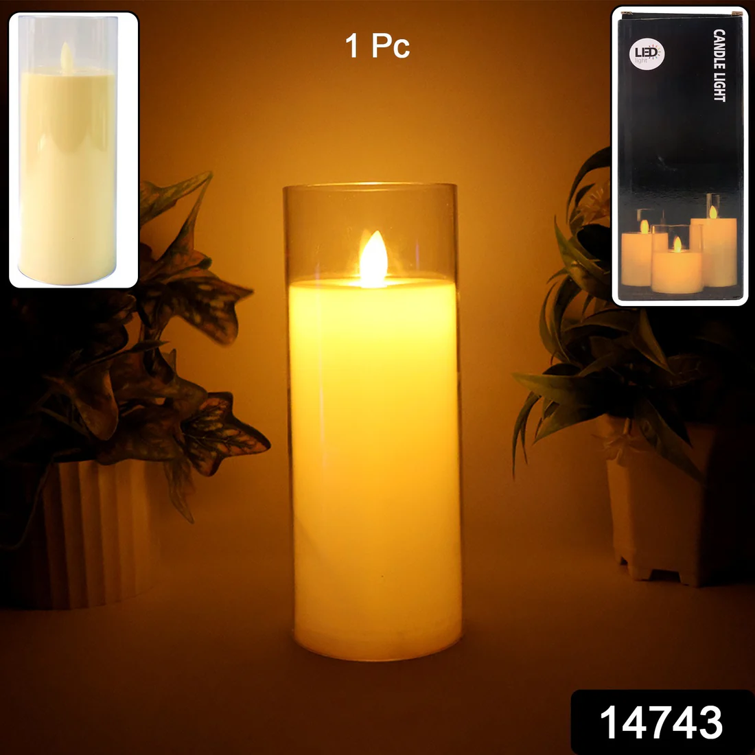 LED Flameless Candle Light with Flickering Flame Glass Cover