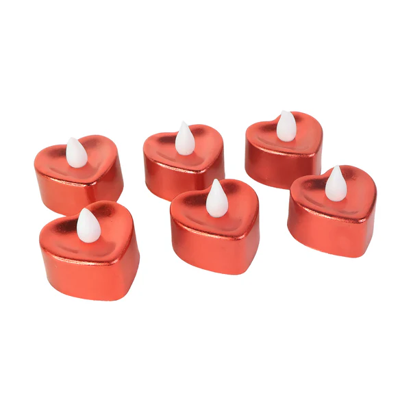 Heart Shape Flameless LED Decorative Candles Set of 6 Pieces