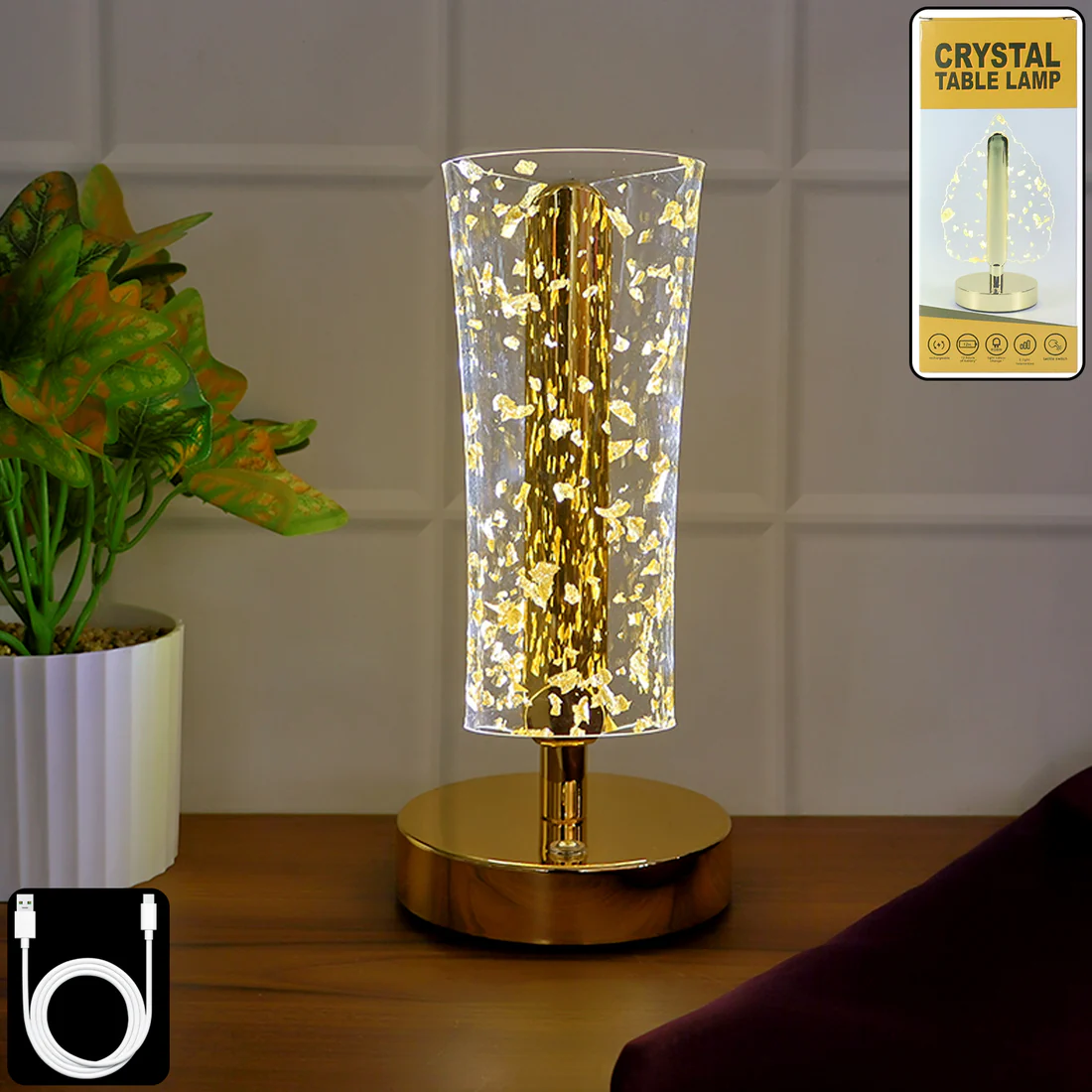 Luxury Golden Crystal LED Table Lamp