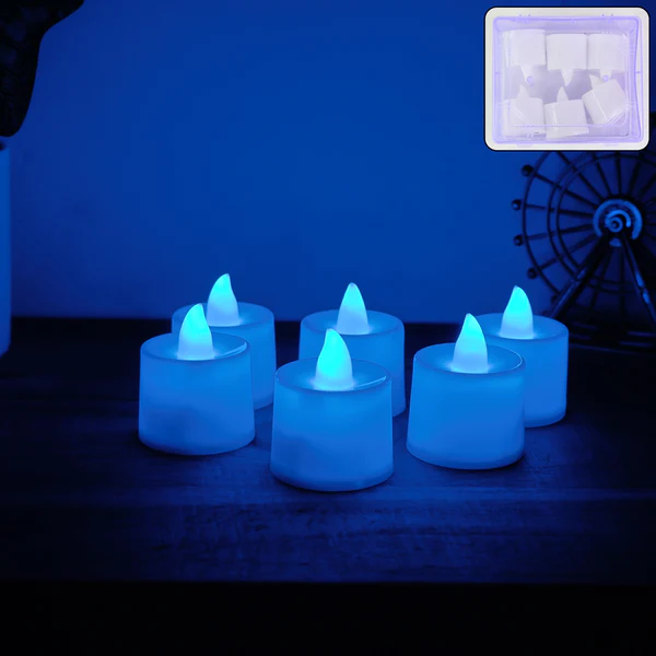 Blue LED Tea Light Candles Decorative Se...