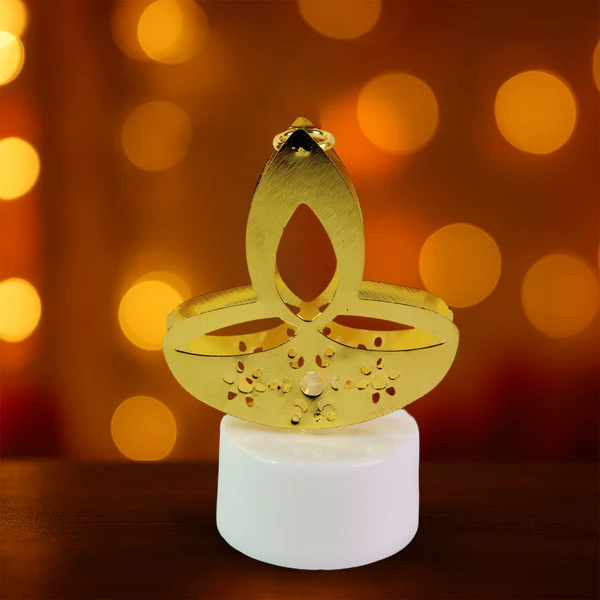 Golden Diya Shape LED Tealight Candles Decorative Set of 12