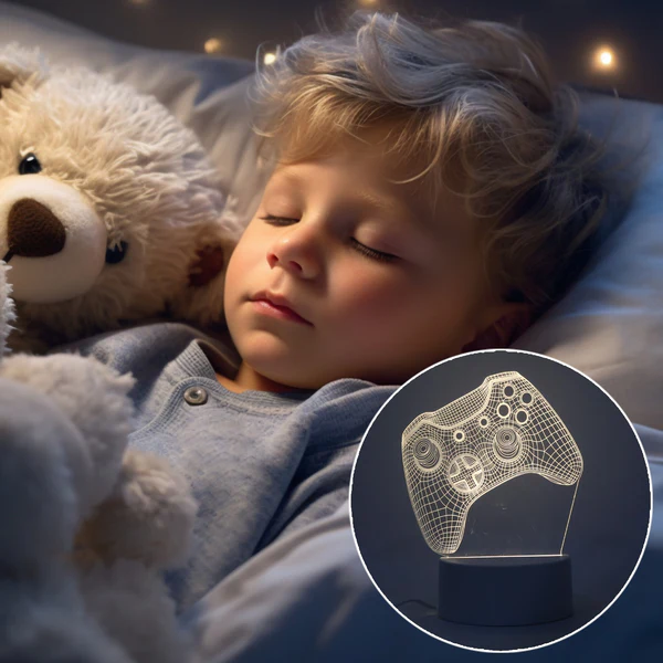 3D Illusion LED Night Lamp with Gaming Controller Design