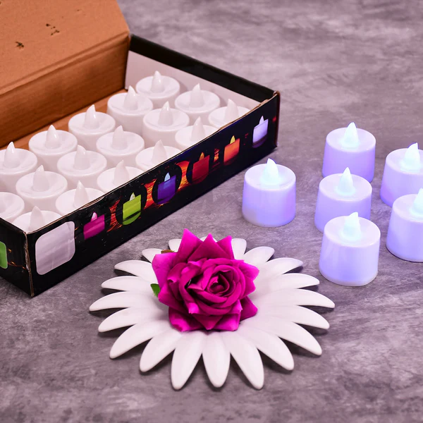 Pink Flameless LED Tealight Candles Decorative Pack of 24