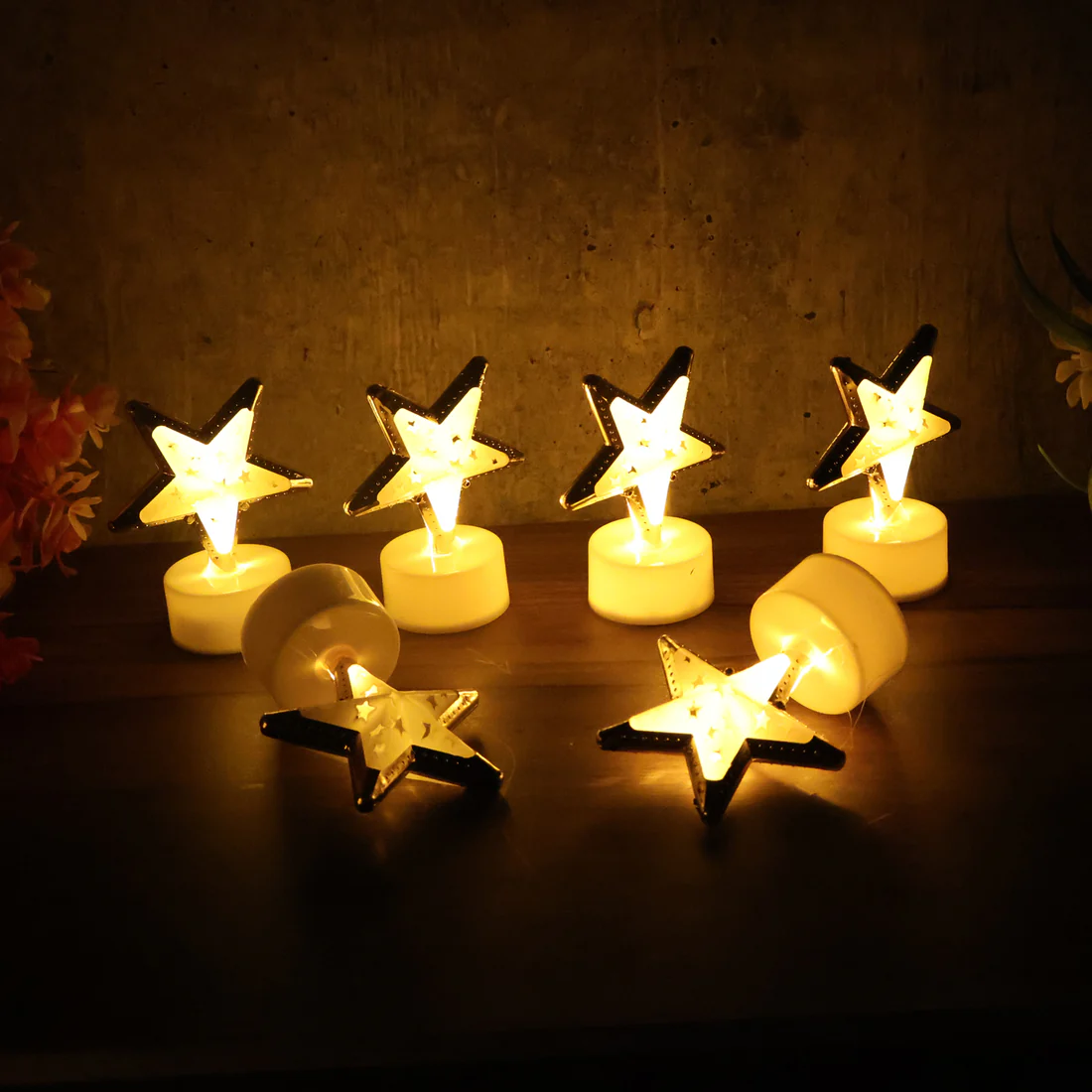 Star Shape Decorative Flameless LED Candles Set of 12 Pieces