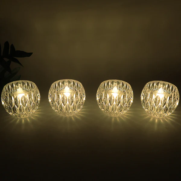 Crystal Design LED Flameless Tealight Candles Set of 6