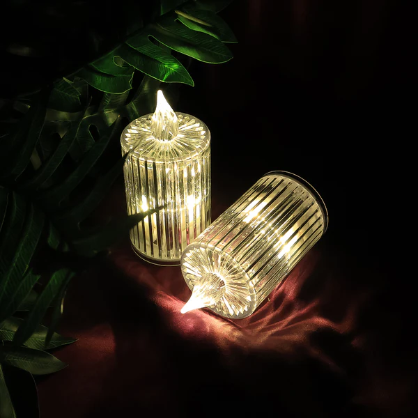 Premium Crystal Effect LED Flameless Candles Set of 5