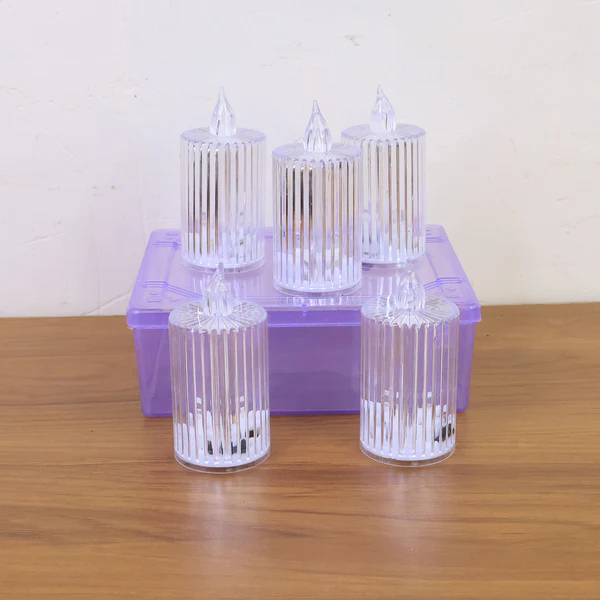 Premium Crystal Effect LED Flameless Candles Set of 5