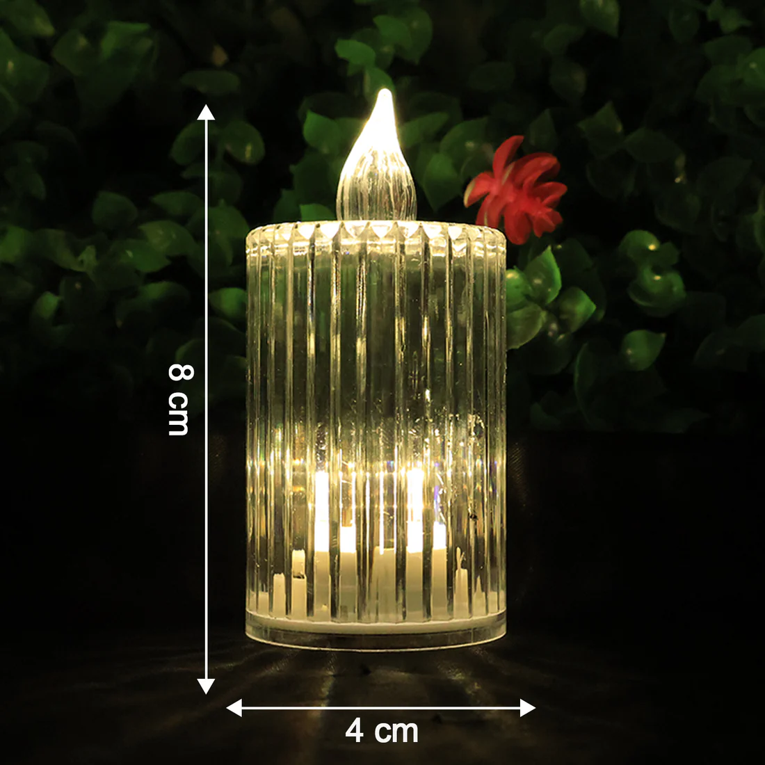 Premium Crystal Effect LED Flameless Candles Set of 8
