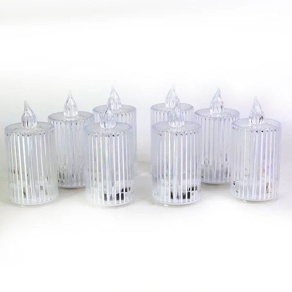 Premium Crystal Effect LED Flameless Candles Set of 8