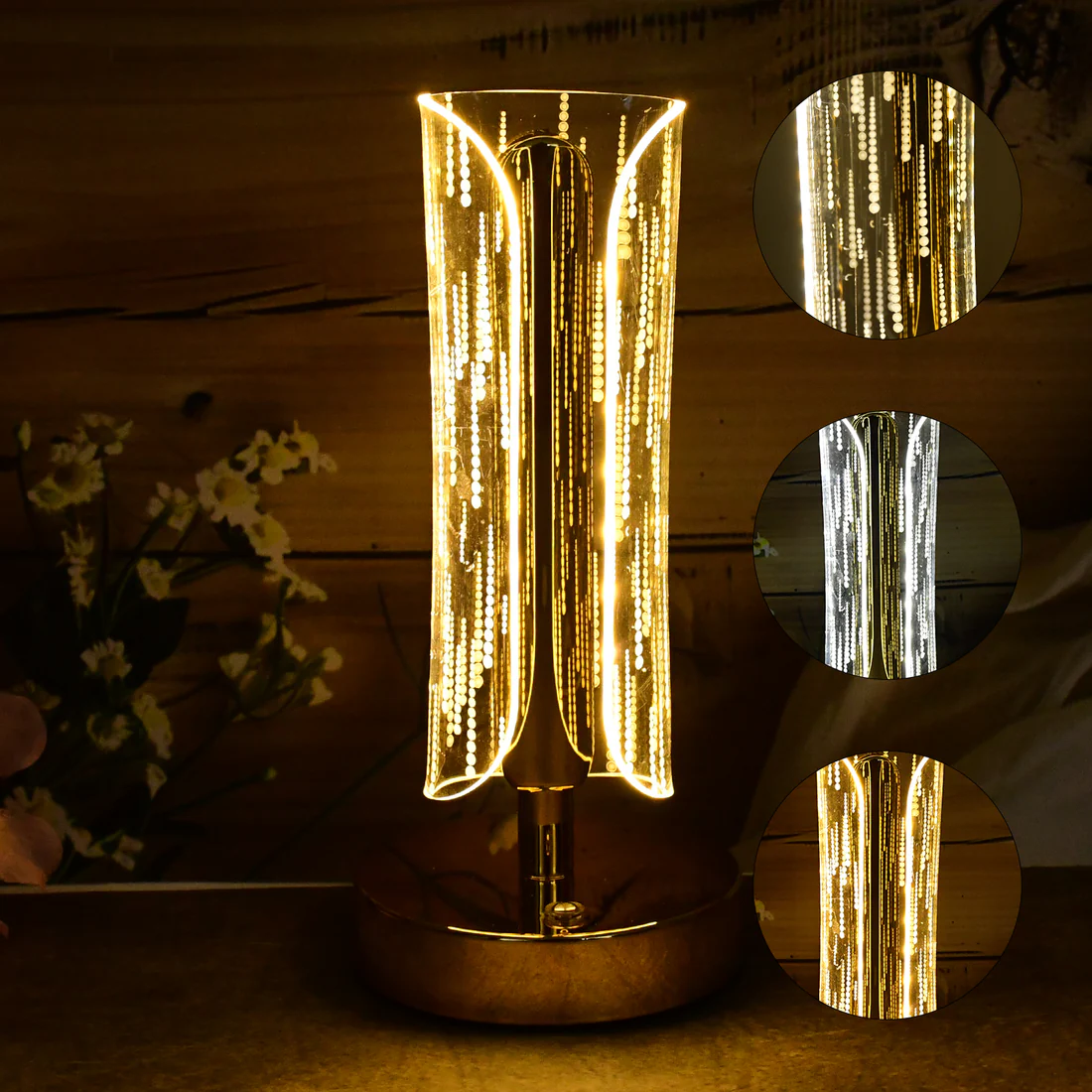Luxury Tall Cylinder Crystal LED Table Lamp Decorative
