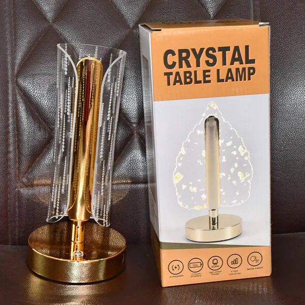 Luxury Tall Cylinder Crystal LED Table Lamp Decorative