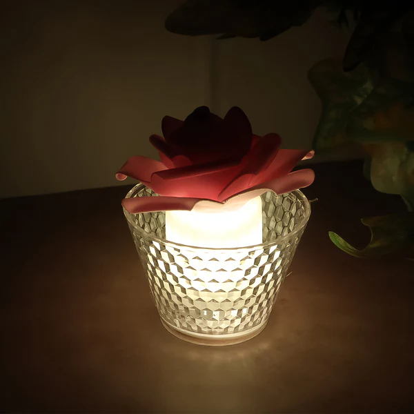 LED Rose Flower Flameless Tealight Candles Set of 6