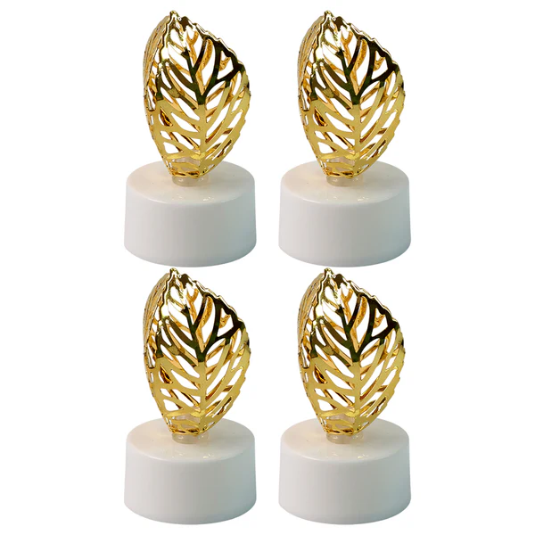 Golden Leaf Shape Flameless LED Candles Set of 4